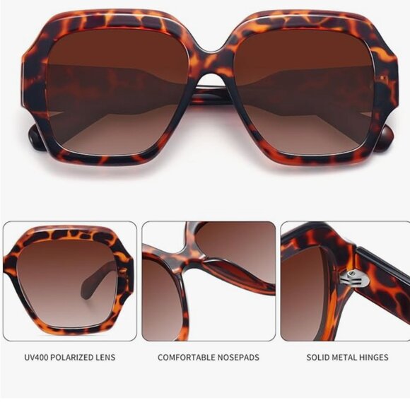 Oversized Square Polarized Sunglasses – Classic Design with Full UV Protection - Picture 2 of 7